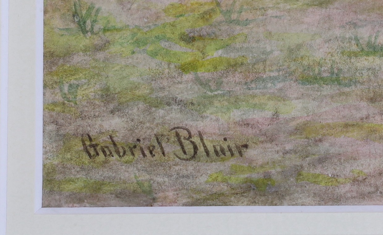 Gabriel Blair (1862-1932), watercolour, 'Children picking blackberries along a lane', signed, 35 x 27cm